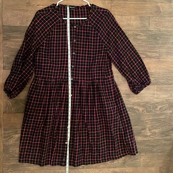 Madewell Plaid Flannel Raglan Button Front Shirt Dress Size 6 EUC - Picture 12 of 13